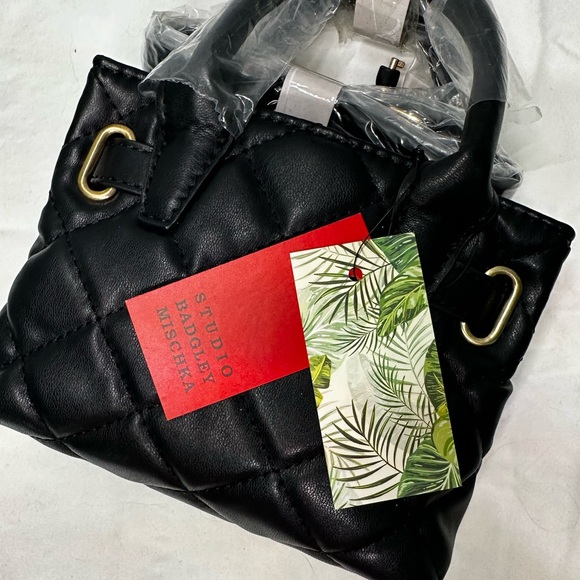 NWT Badgley Mischka Black Quilted Tote - Picture 9 of 9